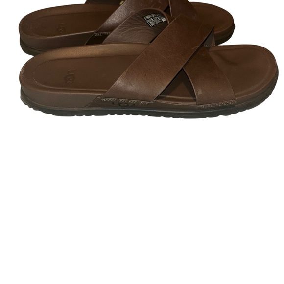 Men UGG Wainscott Slide Brown Leather Sandals slip on shoes size 11 flip flops - Picture 1 of 6